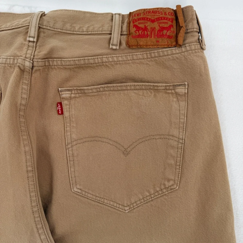 Levis 501 Original Fit Jeans Tan Khaki Cotton Button Fly Western Wear Men 40x32